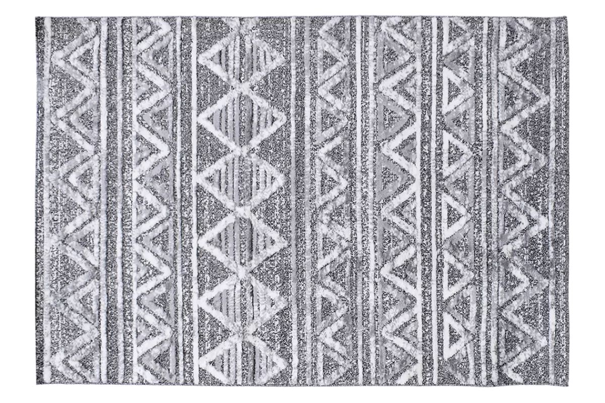 Miliboo Alfombras-Alfombra bereber con relieve blanco y gris 160 × 230 cm ERGA