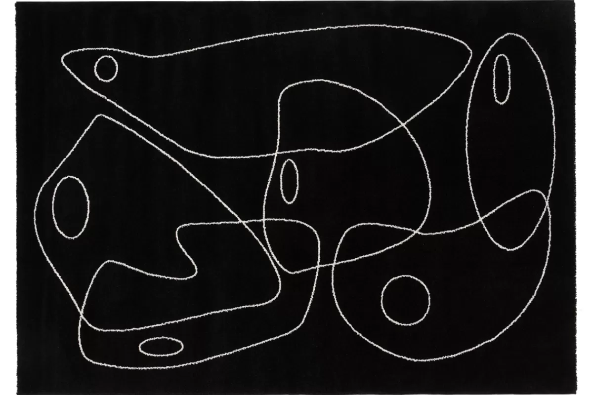 Miliboo Alfombras-Alfombra negra con estampado line art 160 x 230 cm ARTISTE