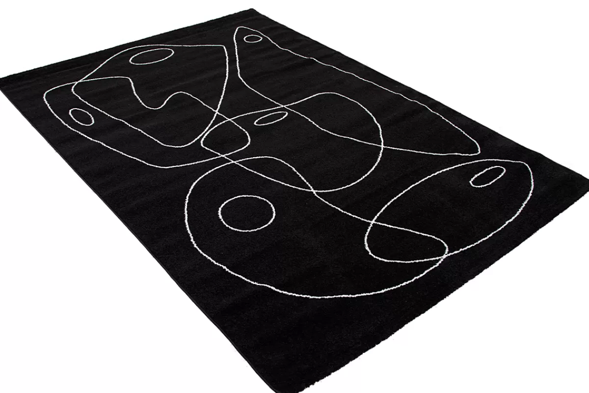 Miliboo Alfombras-Alfombra negra con estampado line art 160 x 230 cm ARTISTE