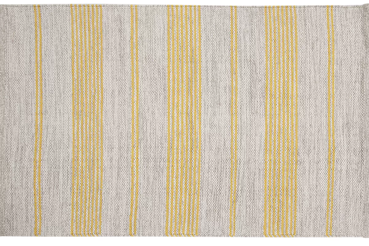 Miliboo Alfombras-Alfombra rectangular beige con rayas amarillas 140 x 200 cm CABOURG