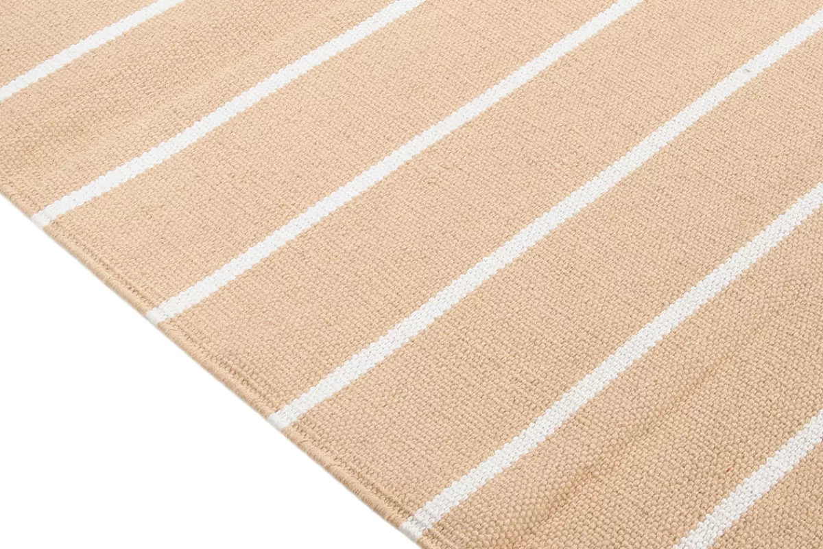 Miliboo Alfombras-Alfombra rectangular de rayas beige y blancas 60 x 180 cm LANZA