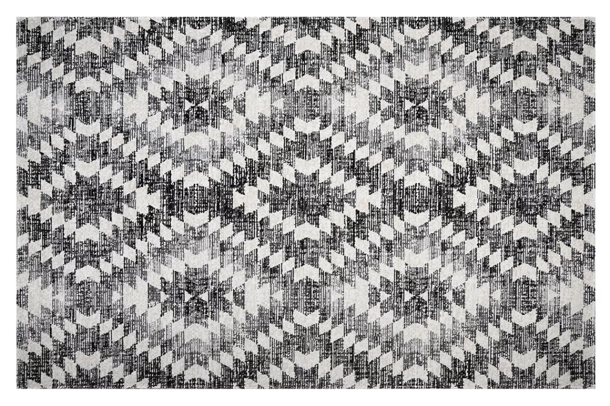 Miliboo Alfombras-Alfombra étnica con diseño de rombos gris y negro en el interior y el exterior 150 × 220 cm PIXO