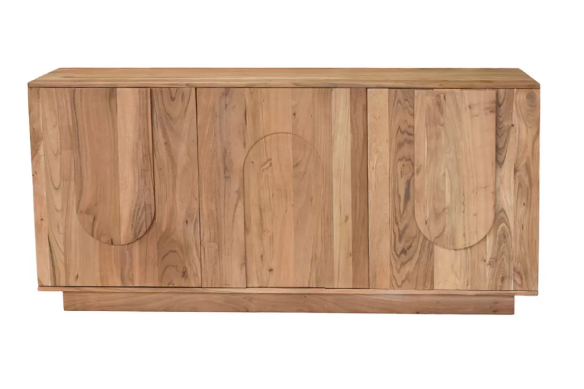 Miliboo Aparadores-Aparador 3 puertas de madera maciza grabada 160 cm ARK