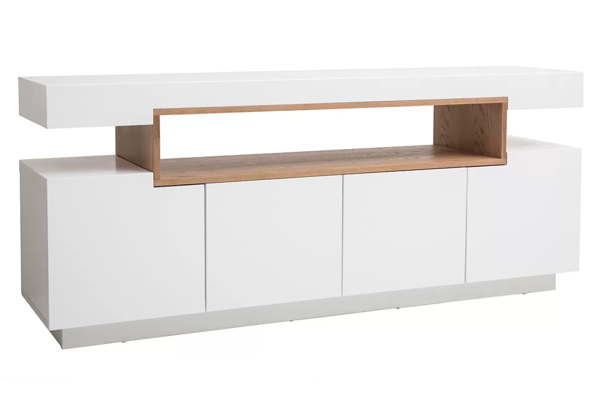Miliboo Aparadores-Aparador blanco mate y nicho en madera LIVO