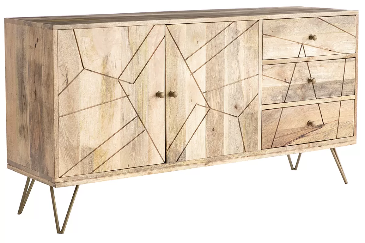 Miliboo Aparadores-Aparador en mango y metal dorado LINIUM