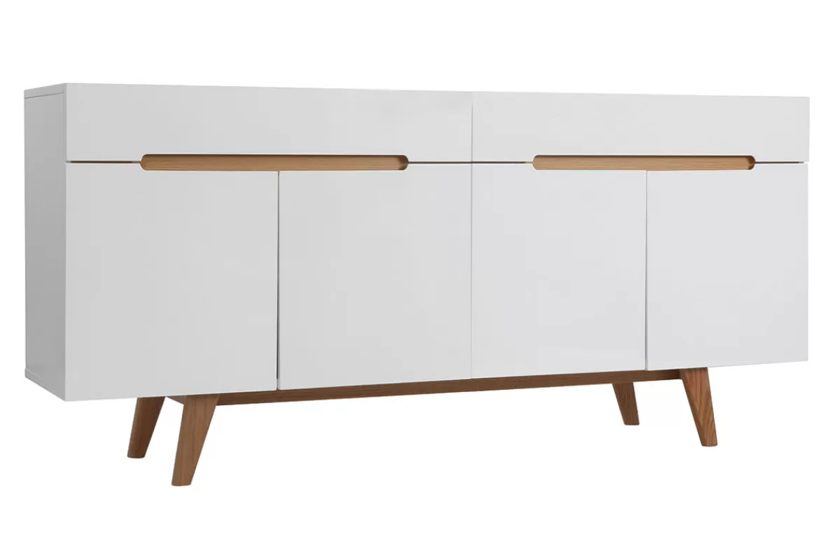 Miliboo Aparadores-Aparador escandinavo blanco brillante y fresno 180cm MELKA