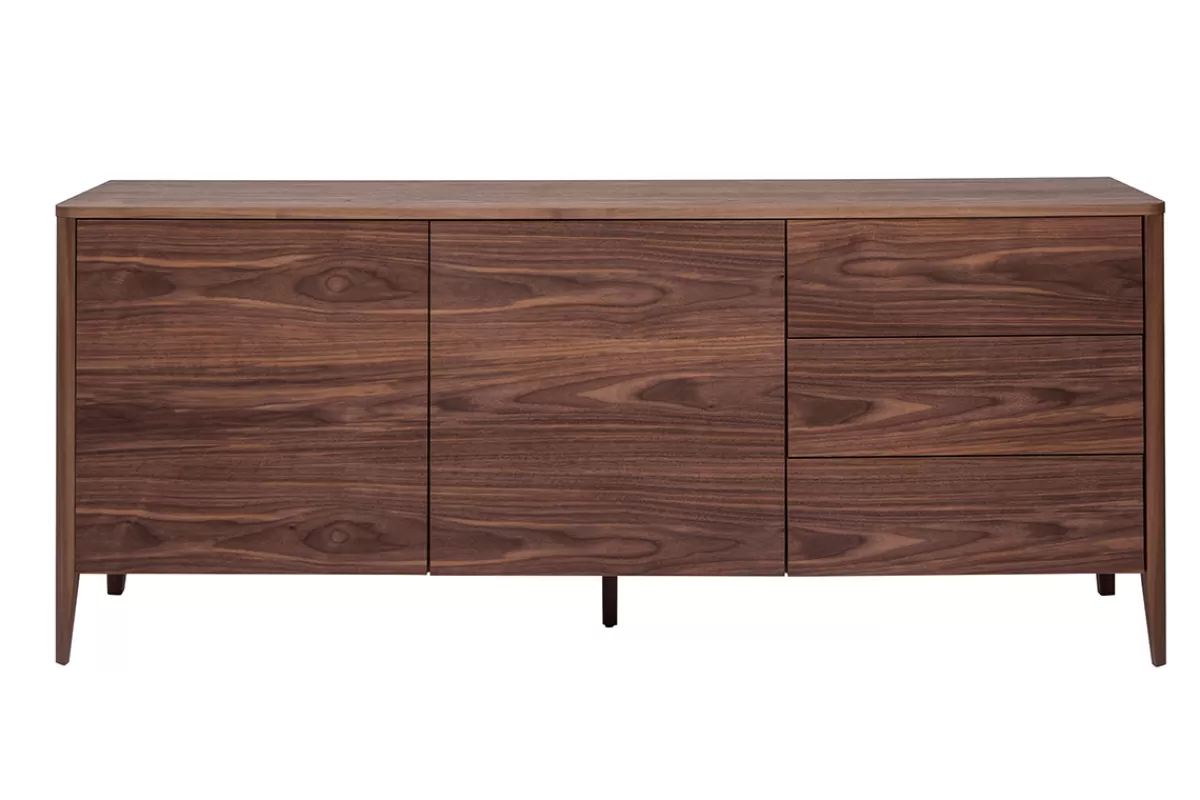 Miliboo Aparadores-Aparador vintage con 2 puertas y 3 cajones nogal 180 cm BENJA