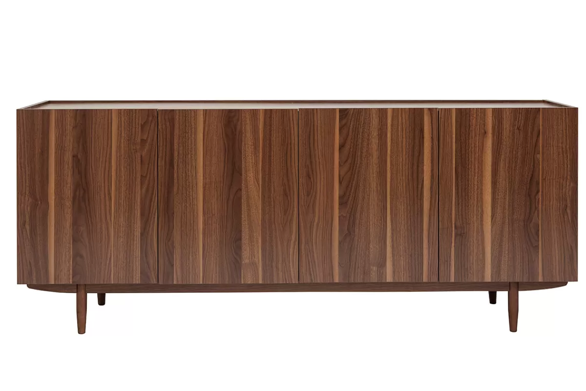 Miliboo Aparadores-Aparador vintage con 4 puertas de madera oscura 180 cm SANAA