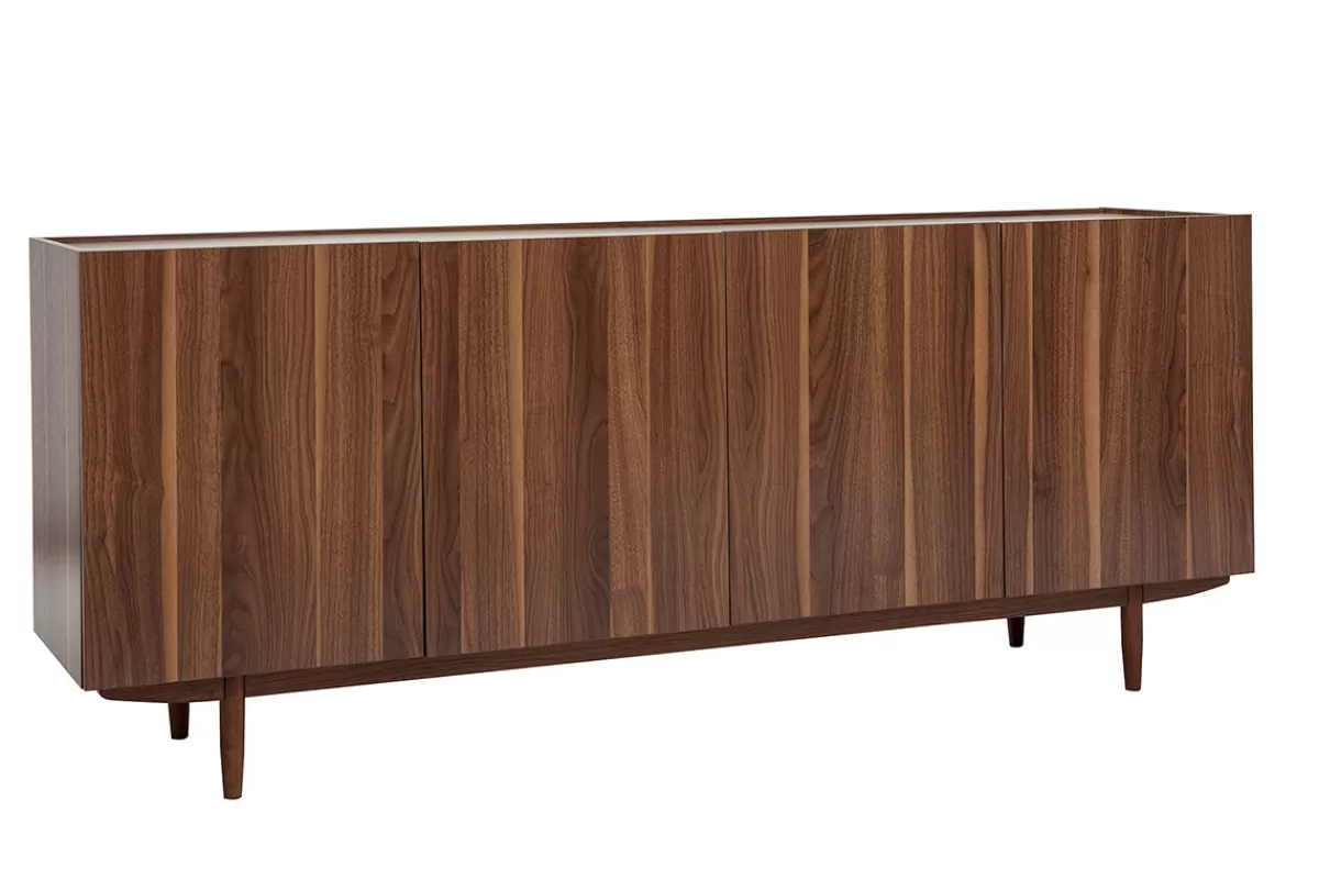 Miliboo Aparadores-Aparador vintage con 4 puertas de madera oscura 180 cm SANAA