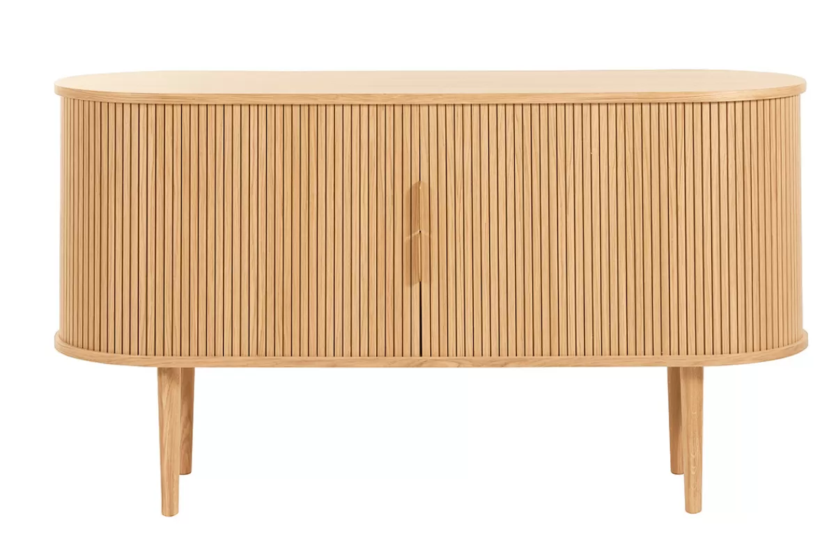 Miliboo Aparadores-Aparador vintage de madera clara de roble con 2 puertas correderas 138 cm EPIC