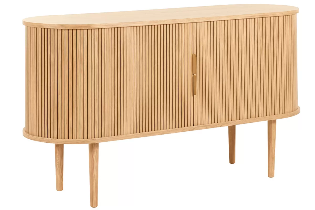 Miliboo Aparadores-Aparador vintage de madera clara de roble con 2 puertas correderas 138 cm EPIC