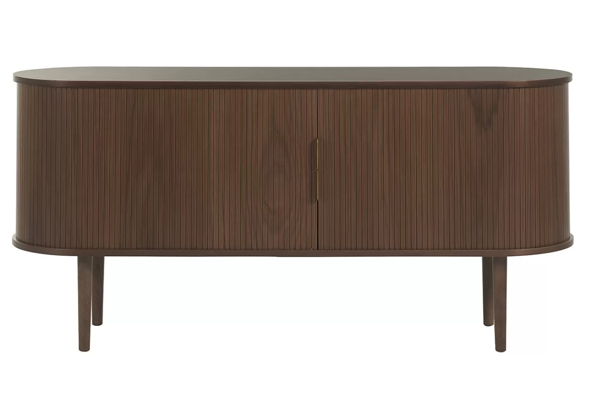 Miliboo Aparadores-Aparador vintage de madera oscura con 2 puertas correderas 160 cm EPIC