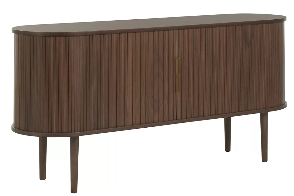 Miliboo Aparadores-Aparador vintage de madera oscura con 2 puertas correderas 160 cm EPIC