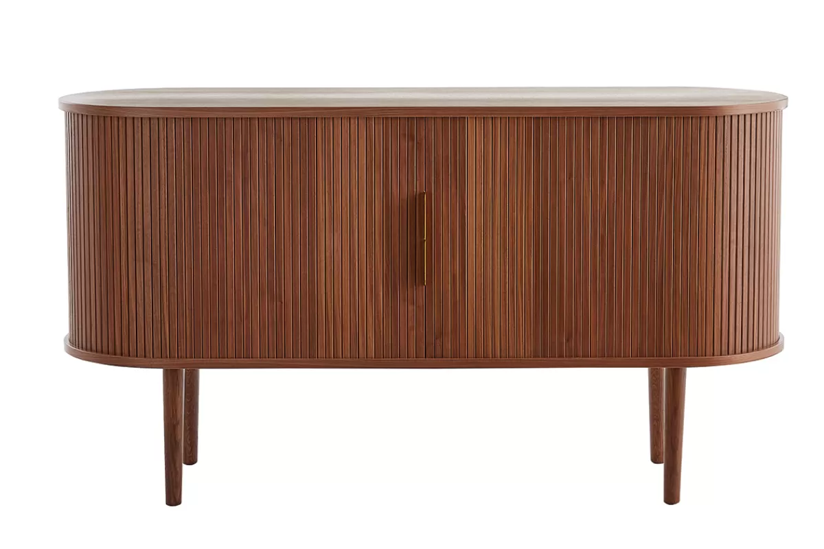 Miliboo Aparadores-Aparador vintage de madera oscura de nogal con 2 puertas correderas 138 cm EPIC