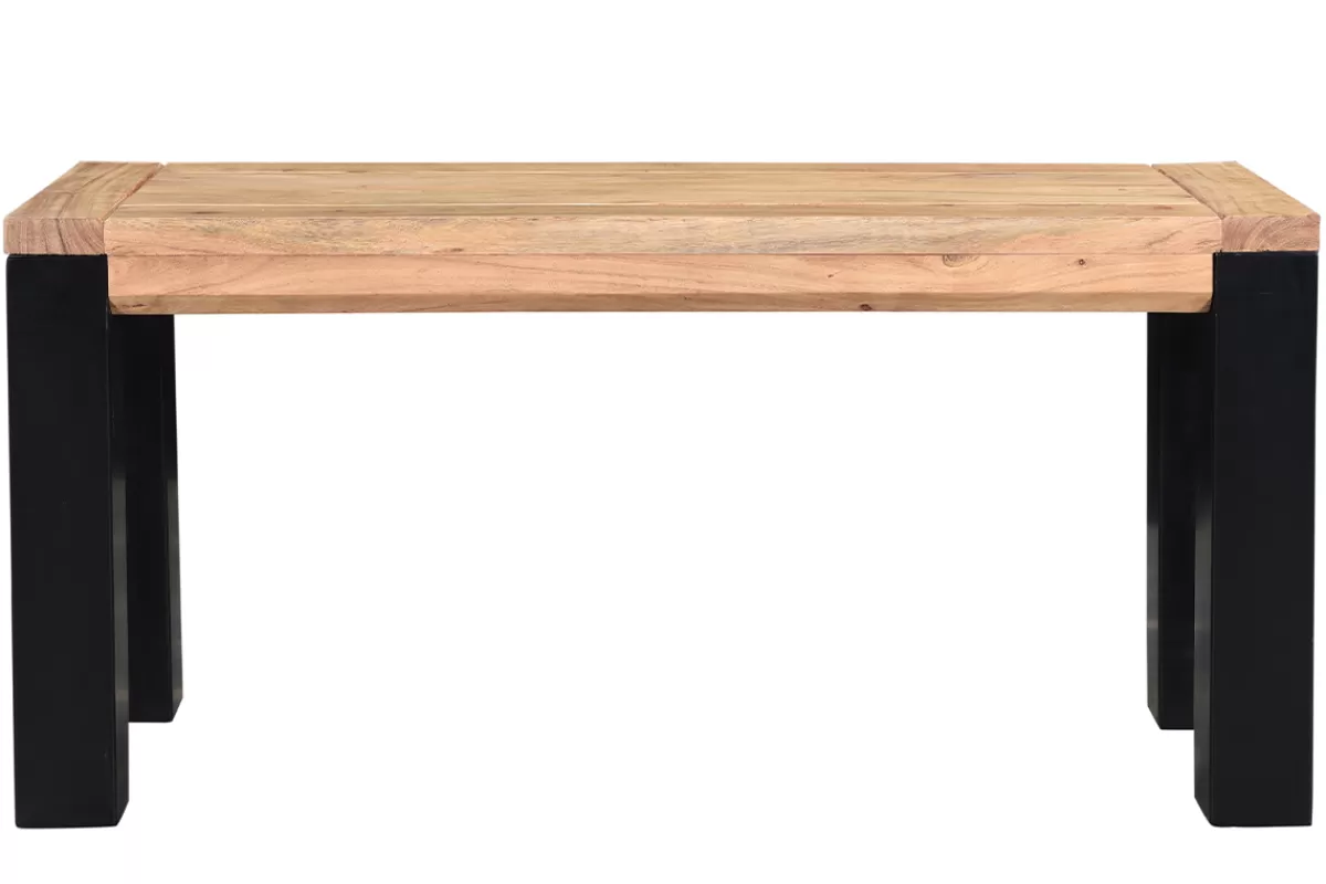 Miliboo Sillas De Madera | Bancos-Banco de acacia maciza y metal negro 95 cm TRAP
