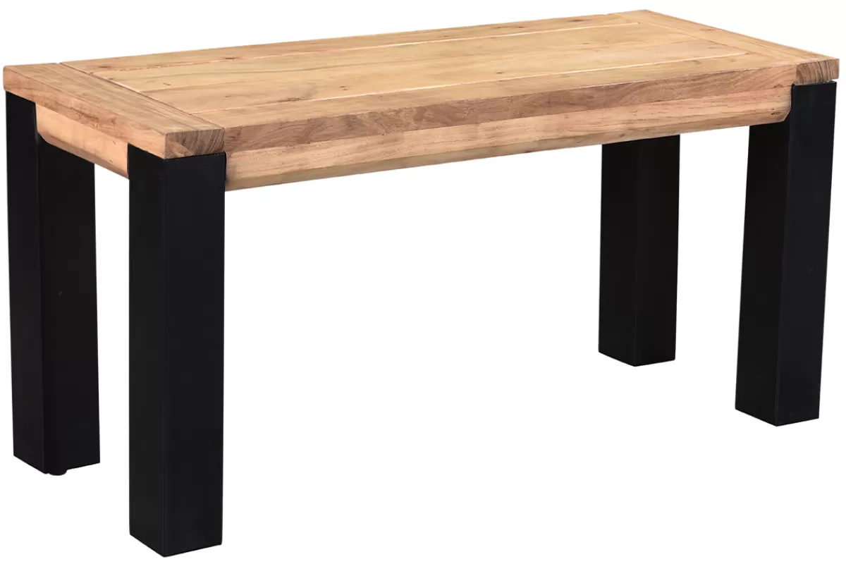 Miliboo Sillas De Madera | Bancos-Banco de acacia maciza y metal negro 95 cm TRAP