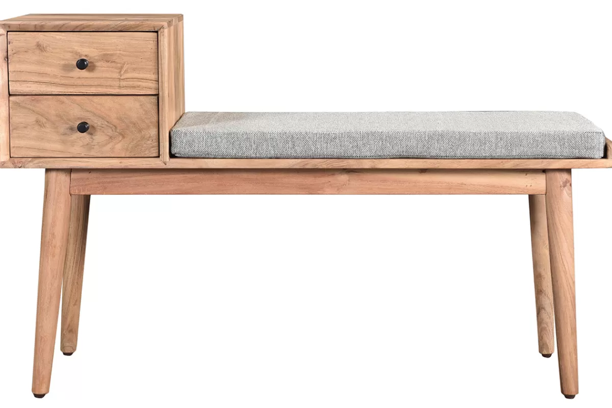 Miliboo Bancos | Mueble Recibidor-Banco de entrada con 2 cajones en acacia ALTY