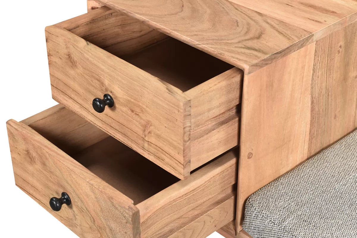 Miliboo Bancos | Mueble Recibidor-Banco de entrada con 2 cajones en acacia ALTY