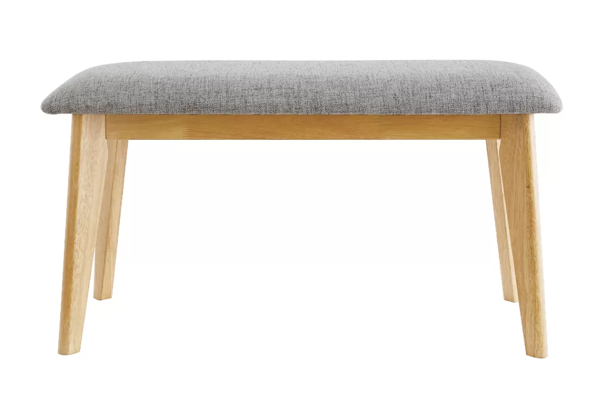 Miliboo Bancos-Banco de madera con tejido gris claro ELION