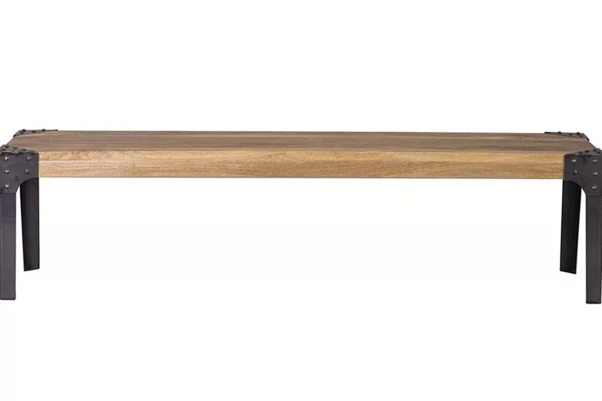 Miliboo Sillas De Madera | Bancos-Banco diseño industrial metal y madera 180cm MADISON