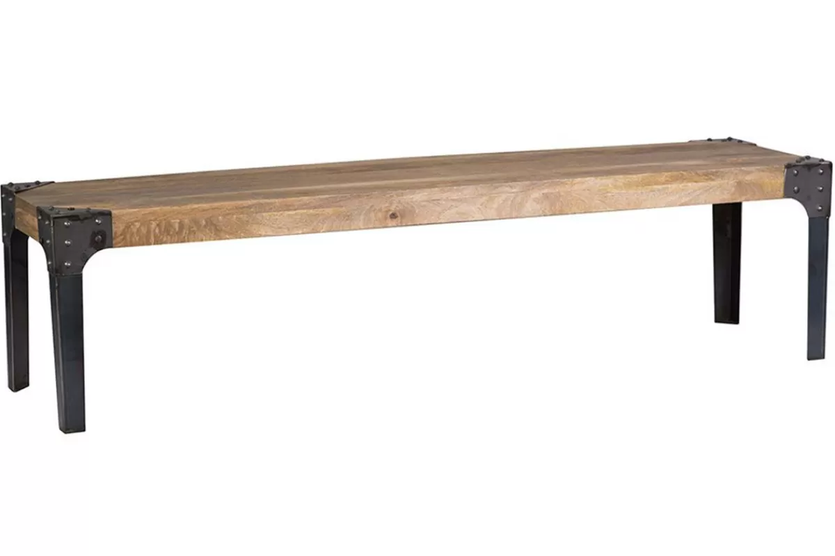 Miliboo Sillas De Madera | Bancos-Banco diseño industrial metal y madera 180cm MADISON