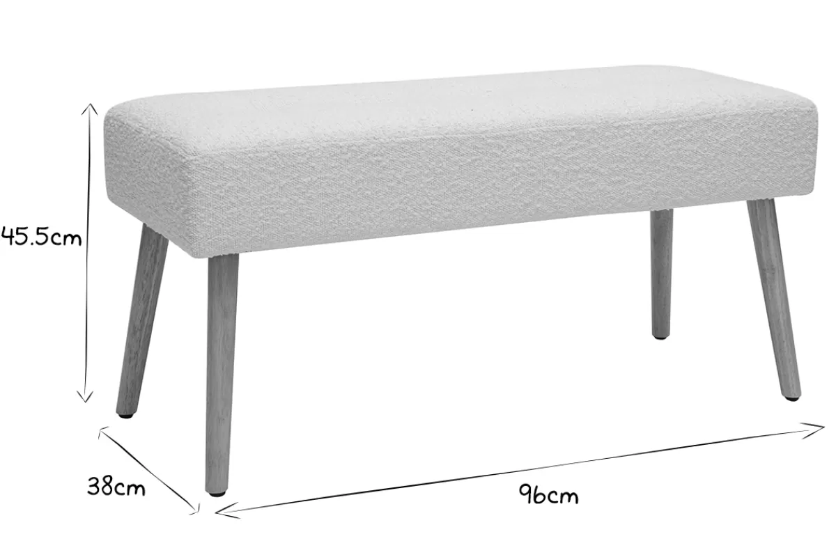 Miliboo Bancos-Banco nórdico capitoné de borreguillo blanco y madera clara 96 cm GUESTA