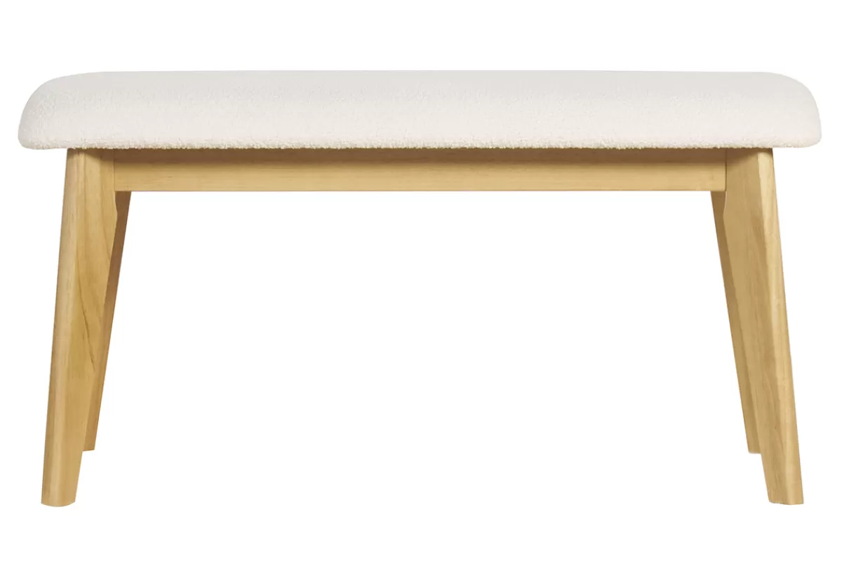 Miliboo Bancos-Banco nórdico de borreguillo blanco y madera clara 92 cm ELION
