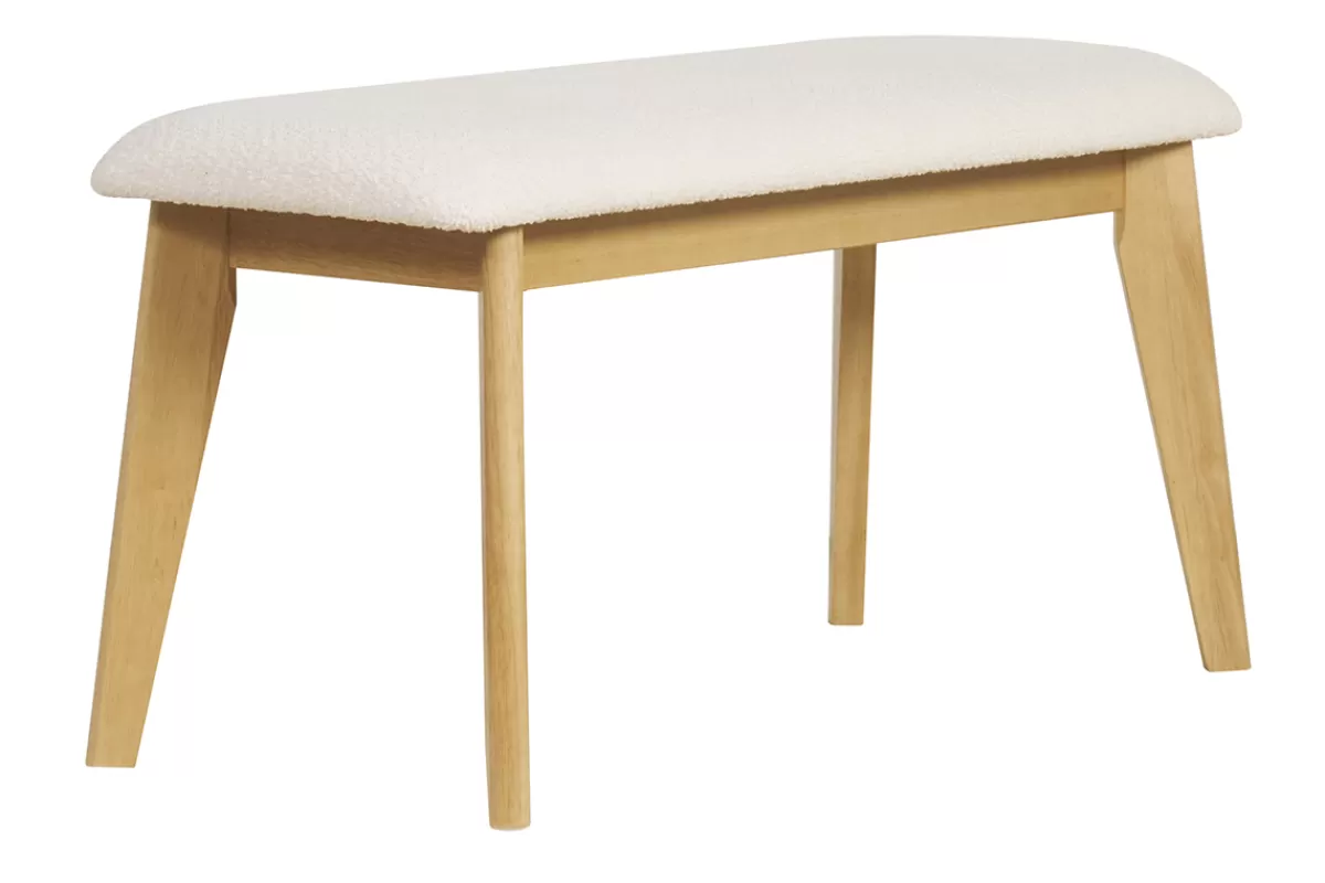 Miliboo Bancos-Banco nórdico de borreguillo blanco y madera clara 92 cm ELION