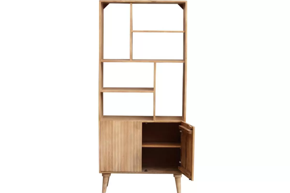 Miliboo Bibliotecas & Estanterías | Bibliotecas & Estanterías-Biblioteca en mango con 2 puertas grabadas RUBIA