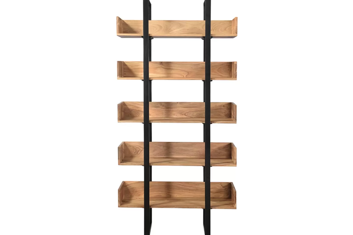 Miliboo Bibliotecas & Estanterías | Bibliotecas & Estanterías-Biblioteca industrial acacia y metal negro L90 cm TAO