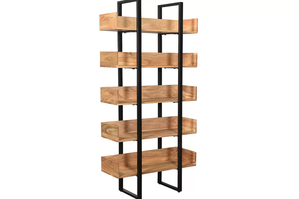 Miliboo Bibliotecas & Estanterías | Bibliotecas & Estanterías-Biblioteca industrial acacia y metal negro L90 cm TAO