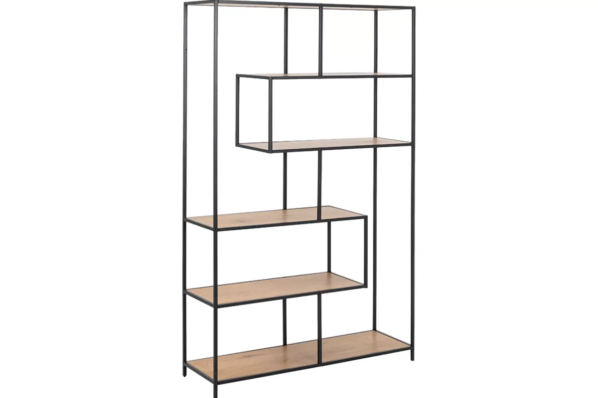 Miliboo Bibliotecas & Estanterías | Bibliotecas & Estanterías-Biblioteca industrial metal negro y madera L114 cm TRESCA