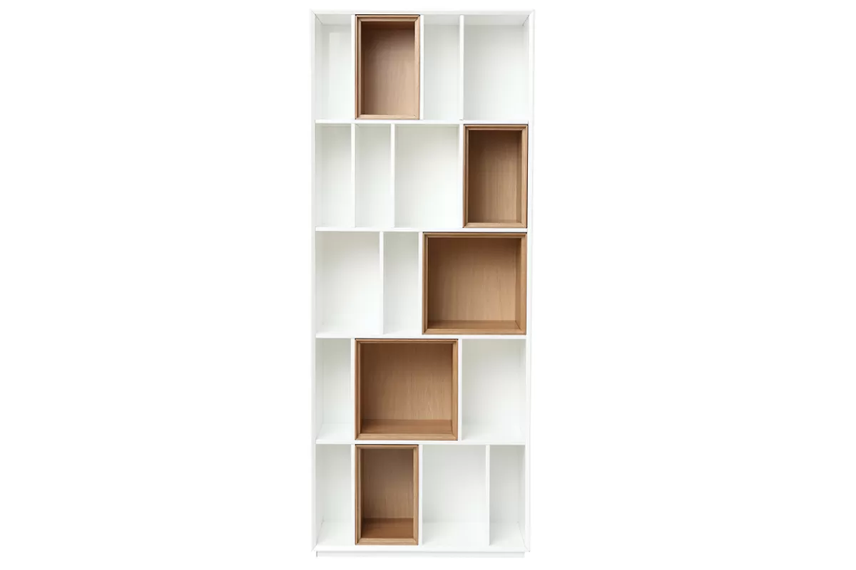 Miliboo Bibliotecas & Estanterías | Bibliotecas & Estanterías-Biblioteca modular blanco y roble JAZZ