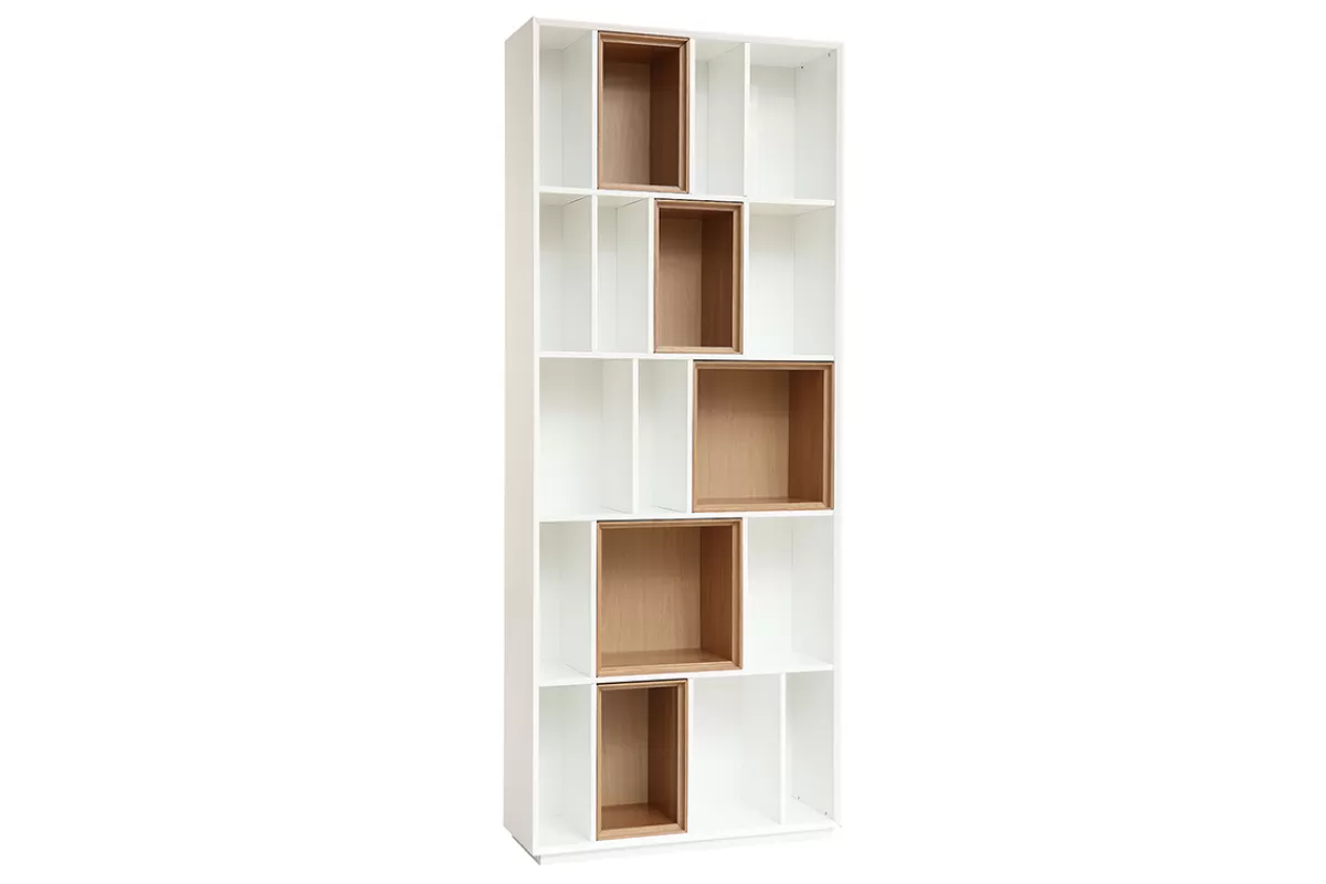 Miliboo Bibliotecas & Estanterías | Bibliotecas & Estanterías-Biblioteca modular blanco y roble JAZZ