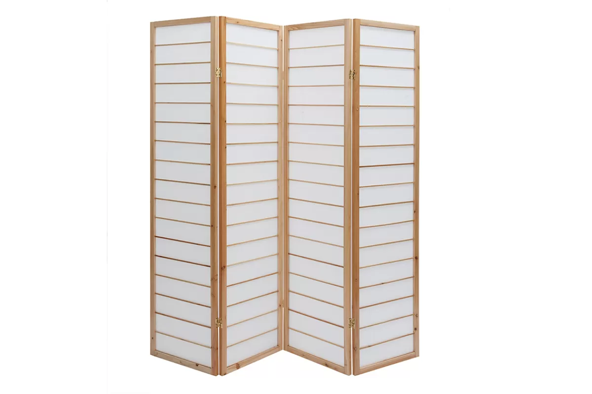 Miliboo Biombo-Biombo japonés de madera natural y papel de arroz GIBON