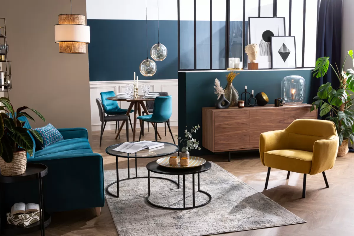 Miliboo Aparadores-Buffet vintage acabado en roble de 2 puertas 3 cajones L160 cm MANNY