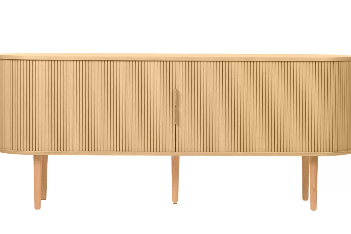 Miliboo Aparadores-Buffet vintage madera clara de roble con almacenamiento 2 puertas correderas L180 cm EPIC