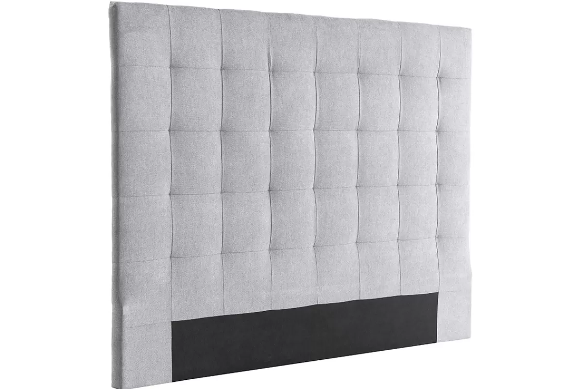 Miliboo Cabecera De Cama-Cabecero capitoné en tejido gris 140 cm HALCIONA