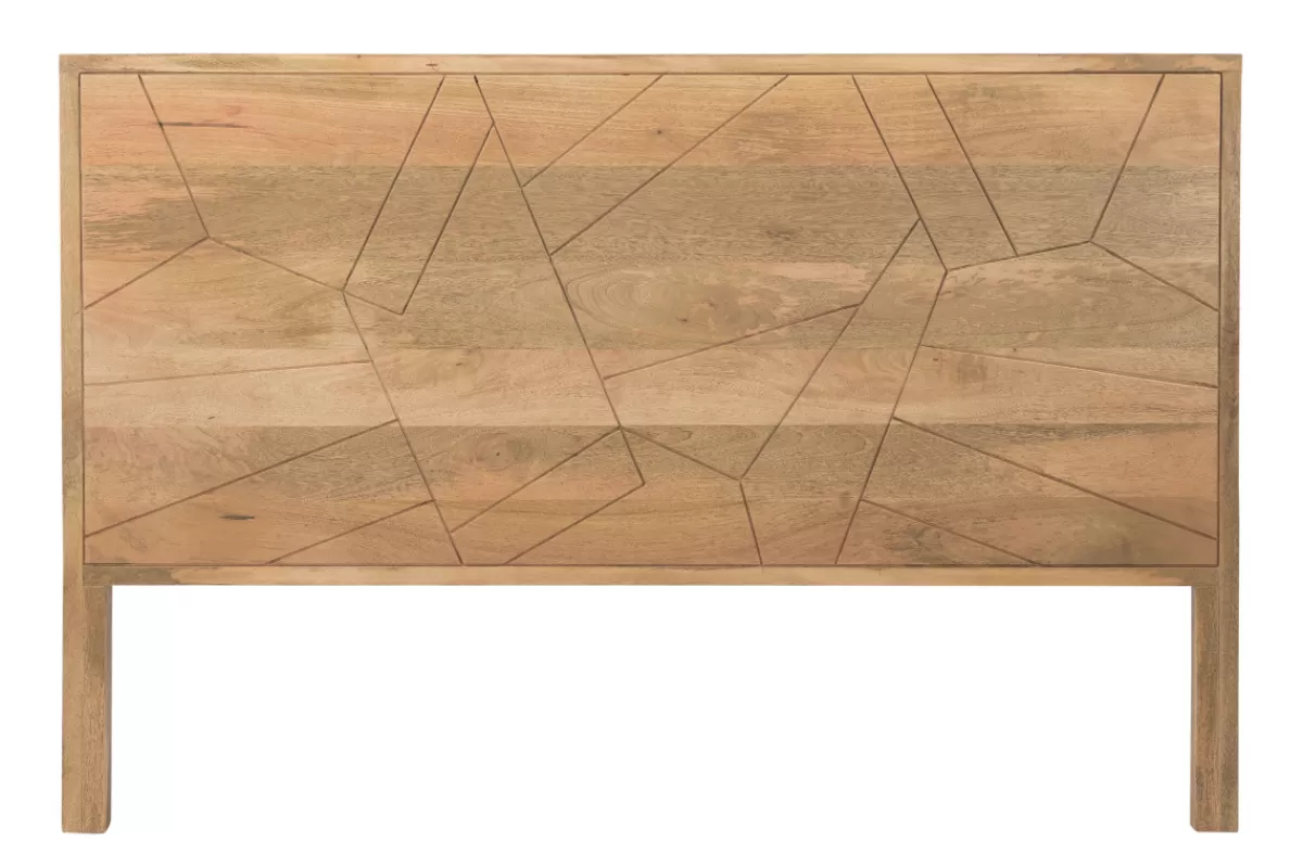 Miliboo Cabecera De Cama-Cabecero de cama de madera de mango maciza con grabados 165 cm LINIUM