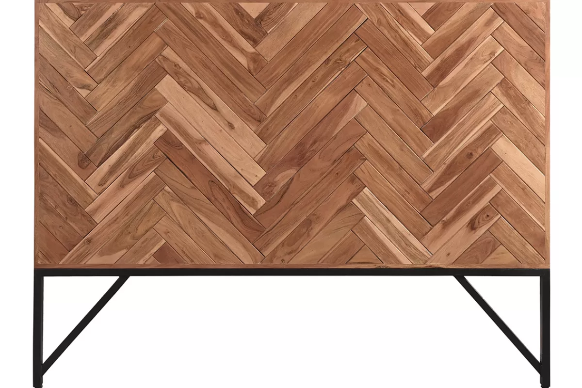 Miliboo Cabecera De Cama-Cabecero motivo espiga en acacia y metal negro L165 cm STICK