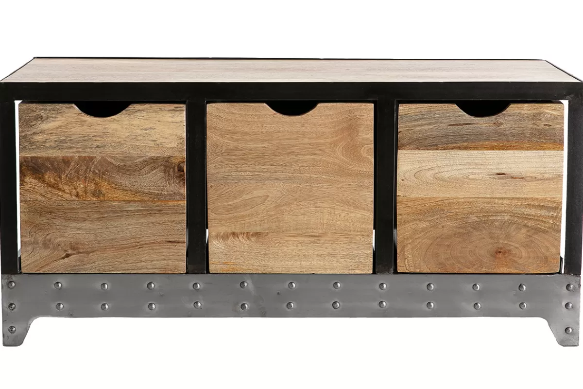 Miliboo Cómodas | Cómodas-Cajonera / zapatero industrial de madera maciza y metal ATELIER