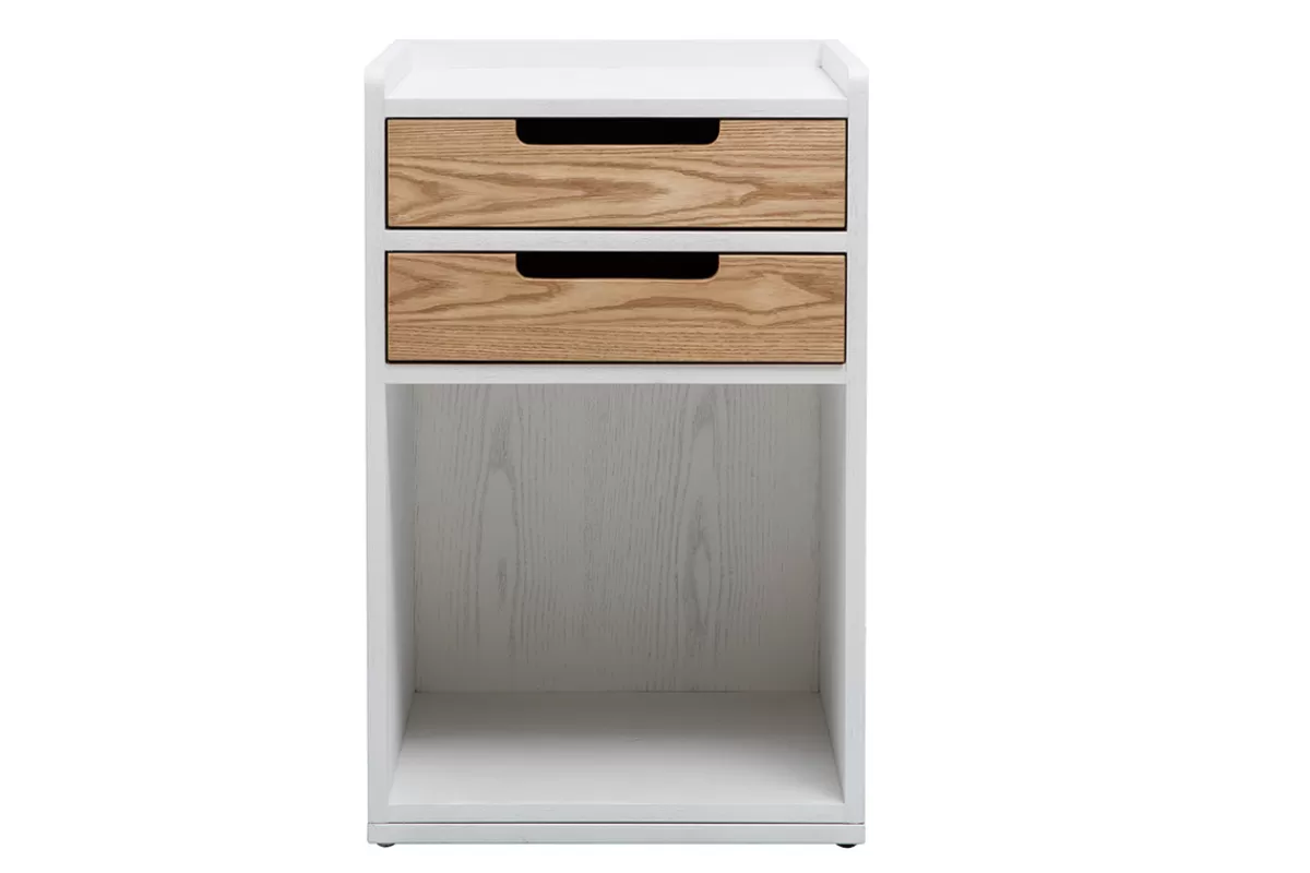 Miliboo Almacenaje Oficina-Cajonera de escritorio nórdico blanco y madera OPUS