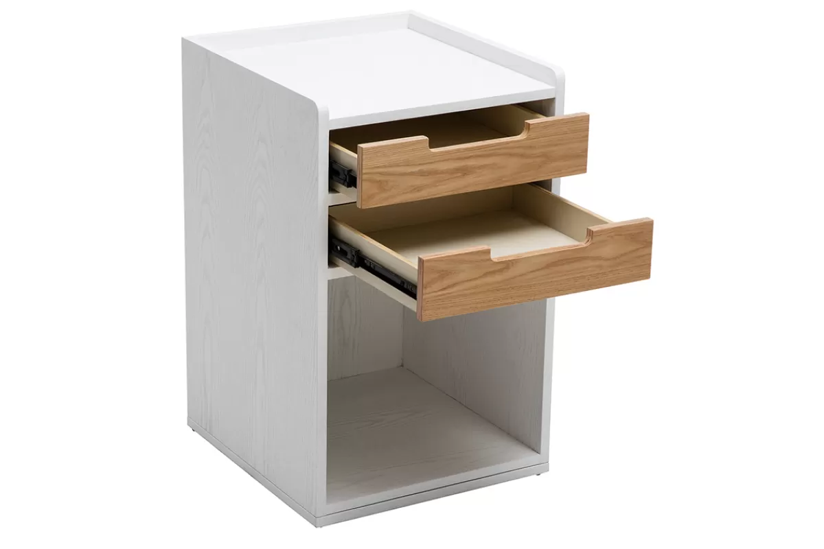 Miliboo Almacenaje Oficina-Cajonera de escritorio nórdico blanco y madera OPUS
