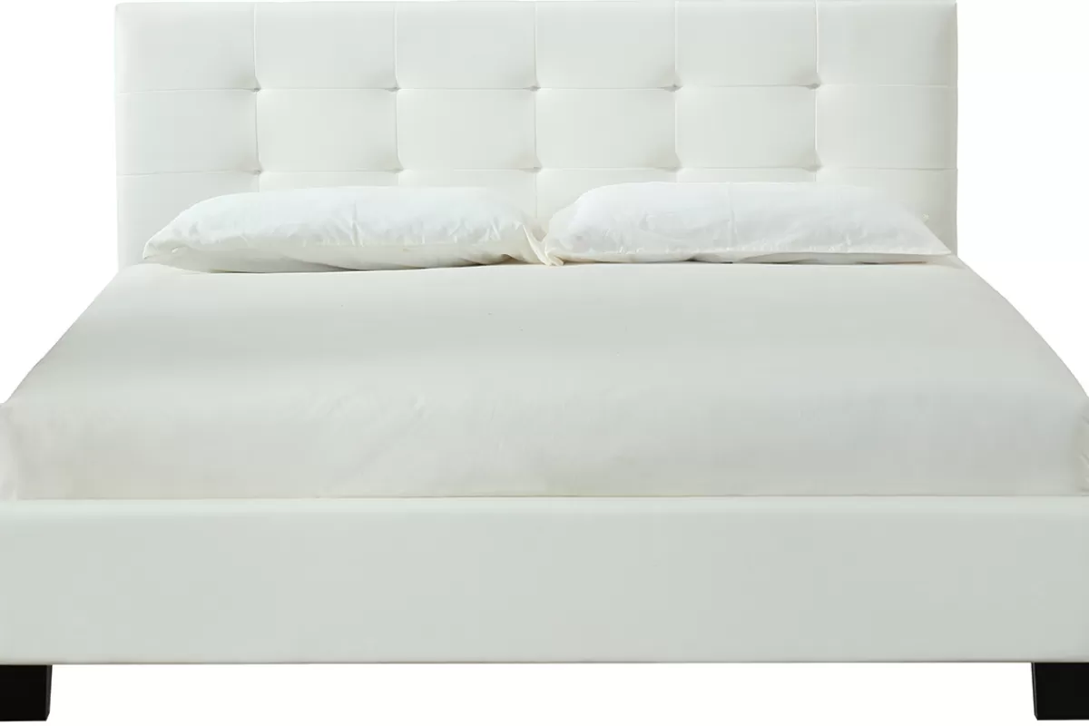 Miliboo Cama Matrimonial-Cama 160 x 200 PU blanca acolchada MARQUISE