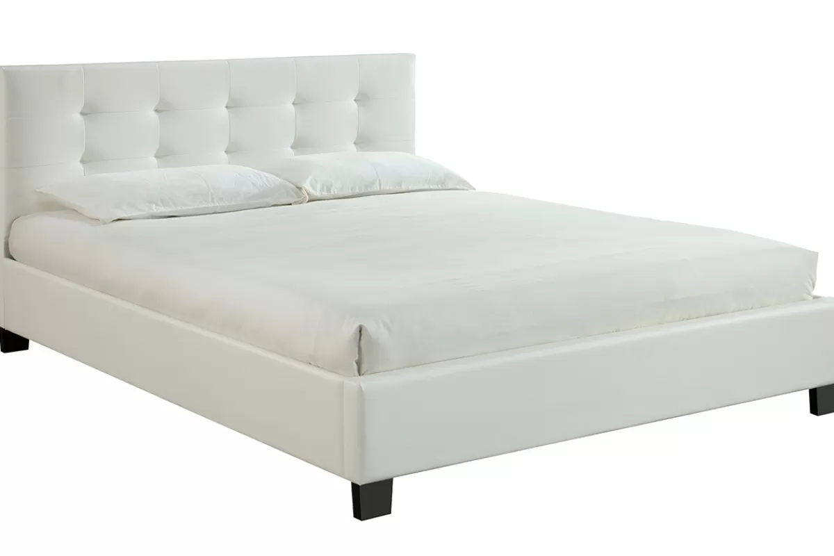 Miliboo Cama Matrimonial-Cama 160 x 200 PU blanca acolchada MARQUISE
