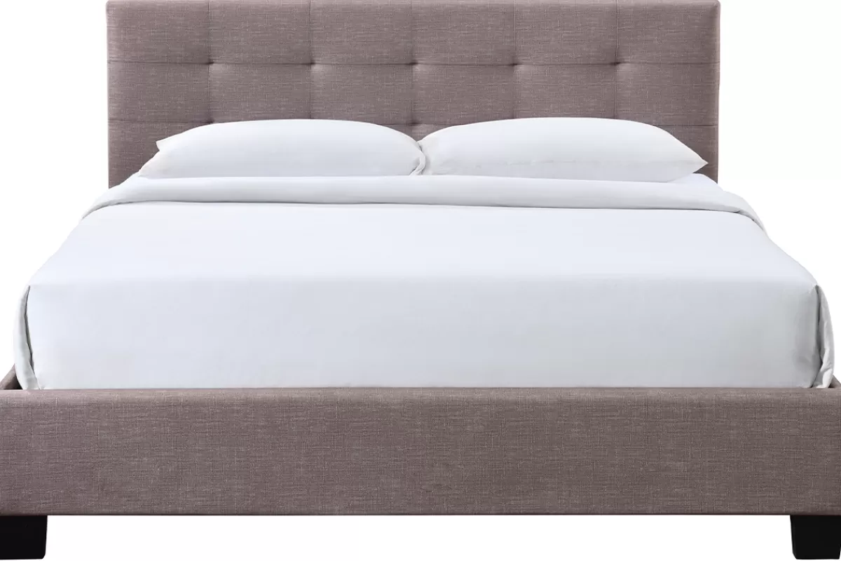 Miliboo Cama Matrimonial-Cama 160 x 200 tela camel acolchada MARQUISE