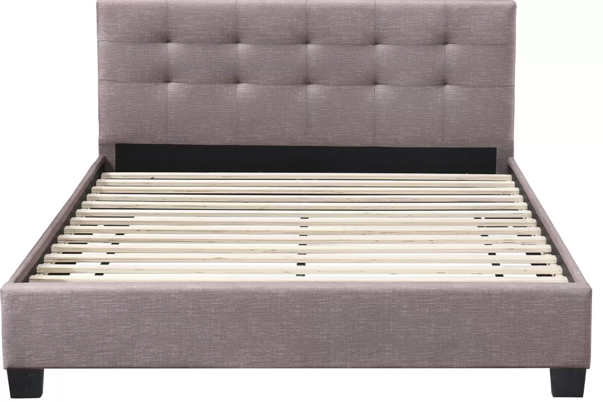 Miliboo Cama Matrimonial-Cama 160 x 200 tela camel acolchada MARQUISE