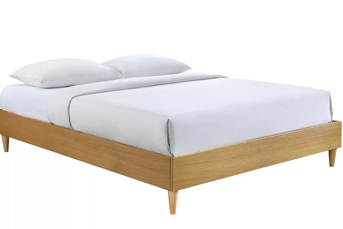 Miliboo Cama Matrimonial-Cama adulto 160 x 200 cm con somier acabado madera clara AYO
