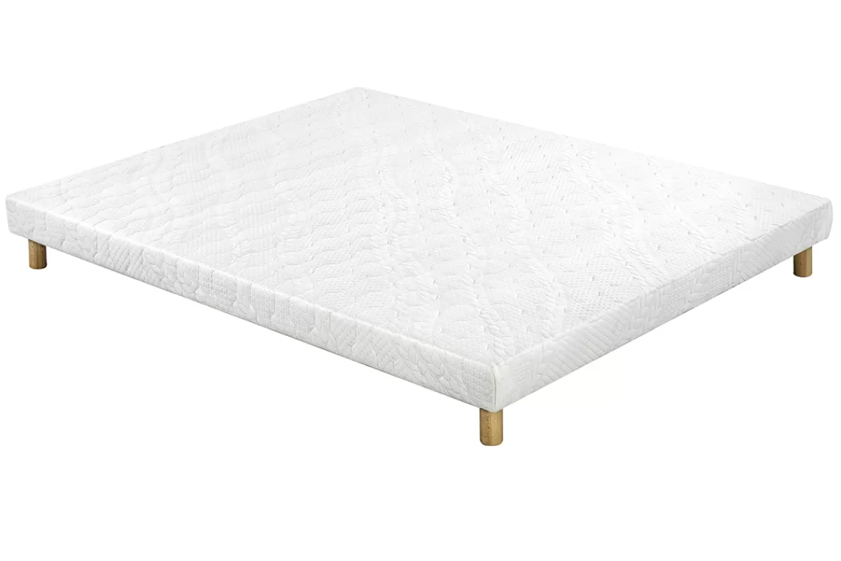 Miliboo Cama Matrimonial | Colchón Y Somier-Cama 140 × 200 cm con somier tapizado y colchón viscoelástico BENJI