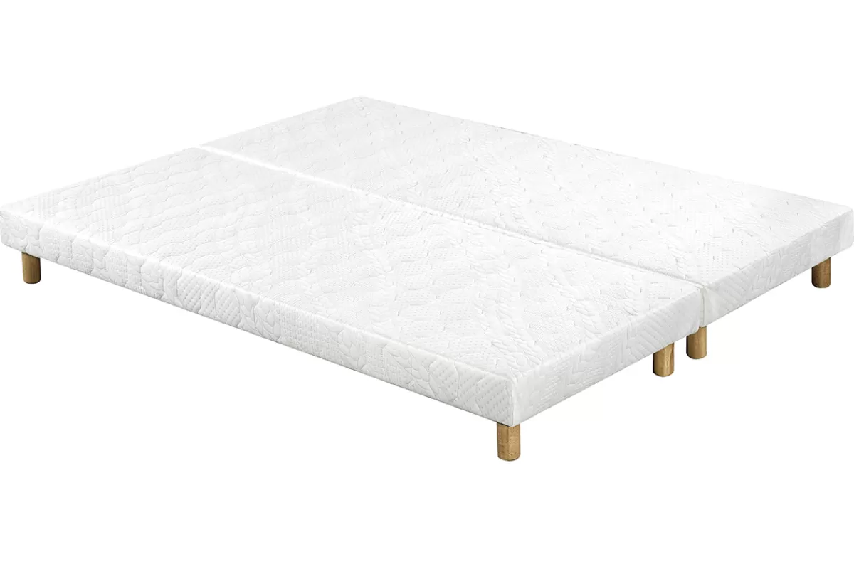 Miliboo Cama Matrimonial | Colchón Y Somier-Cama 180 × 200 cm con somieres tapizados y colchón viscoelástico BENJI